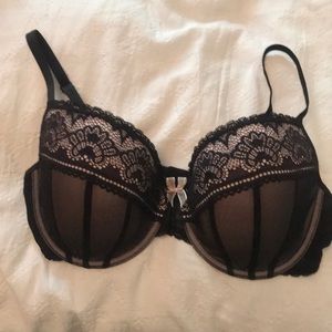 NWOT black and pink lace bra
